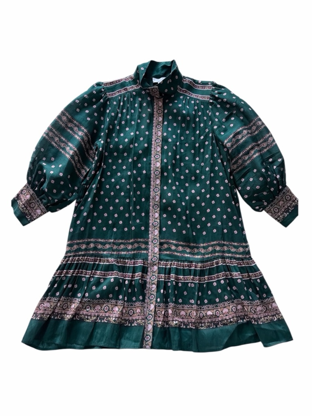Christy Lynn Dress Sz M Emi Jade Tile Silk Linen Floral